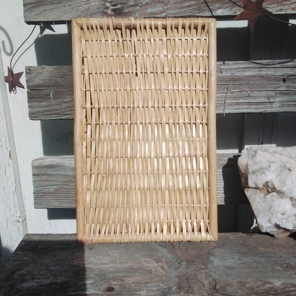 5 For $50🔥  Vintage Woven Bamboo Cutlery Or Desk Tray W Added Ribbon Trim - Picture 9 of 10